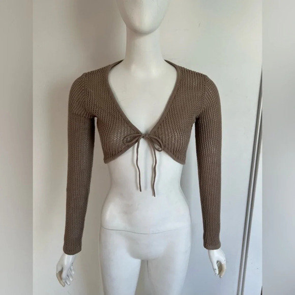 Talky Weijl tie-front cropped top shrugs Sleeves SIZE S new with tag - Picture 1 of 6